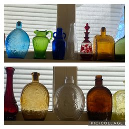 Lot 2 Of Colored Glass Bottles Vintage