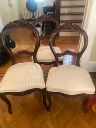 Set Of 3 Carved Wood Chairs