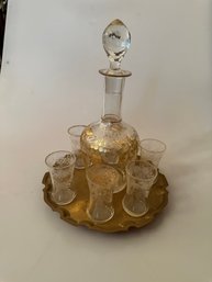 Vintage Decanter And Cordial Set