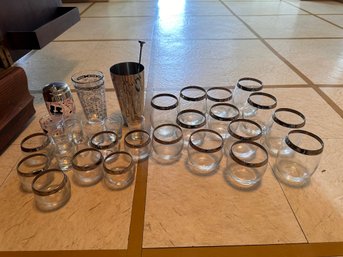 Vintage Glass And Barware Set.  31 Pieces Total