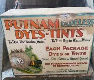 Vintage Putnam Dye Display Cabinet, Tin