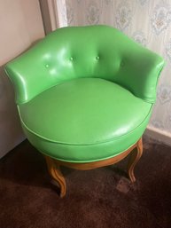 Vintage Green Vanity Stool, Swivel