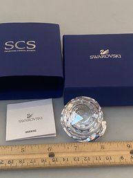 Swarovski Crystal SCS Round Diamond Paperweight Figure