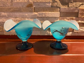 Pair Of Painted Glass Bowls