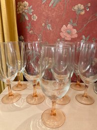 Lot Of 9 Goblets With Colored Stems