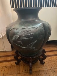 Metal Bird Urn With Stand