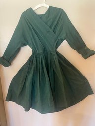 Vintage 1950s Hunter Green Ladies Dress