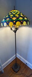 Heavy Cast Iron Stained Glass Floor Lamp