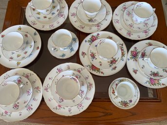 Lot Of Bone China Teacups, Saucers, Plates,  Assorted