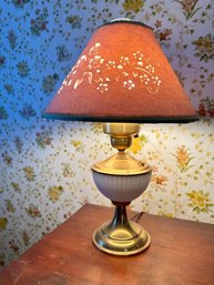 Lamp,with Cranberry Color Shade