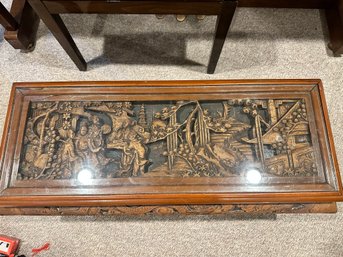 Wood Carved Chinese Tea Village Coffee Table