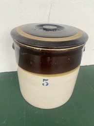 5 Gallon Covered Stoneware Crock