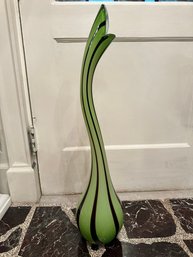 Gorgeous Glass Green Vase.  Tall