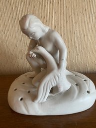 Van Briggle Pottery Woman With Swan Flower Frog