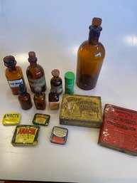 Assorted Vintage Medicine Bottles & Tins