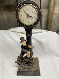 Vintage DRUNK MAN Hanging On Lamp Post Stylis Clock