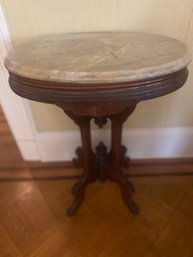 Antique Marble Top Table Wood With Wheels