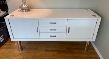 Modern White Sideboard With Stainless Legs, Hardware