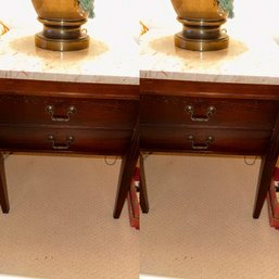 Pair Of Identical Marble Top End Tables