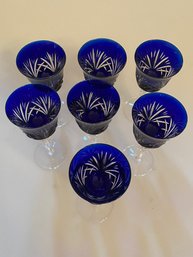 Set Of 7 Cobalt Blue Goblets