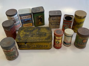 Lot Of Vintage Spice Bottles / Tins
