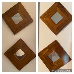 Set Of 4 Wood Diamond Mirrors