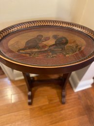 Hand-painted Monkey Scene Accent  Table