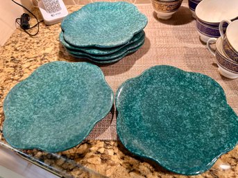 Six Made In Italy Green Plates