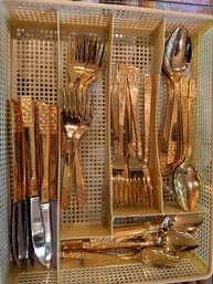 Made In Japan Gold Flatware Set Service For 8