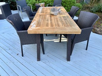 Teak Table With 4 Resin Wicker Chairs
