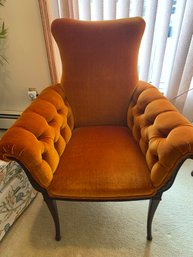 Vintage Burnt Orange Velvet Arm Chair