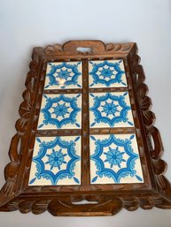 Tile & Wood Carved Serving Tray