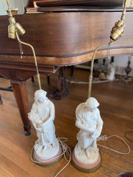Pair Of Chalkware Figural Lamps