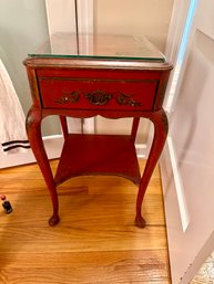 Red End Table With Gold Detail