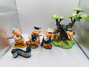 Disney The 3 Little Pigs Figurines 5 Pieces