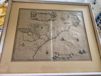 17th Century Map By  W. J. BLAEU - VIRGINIAE PARTIS AUSTRALIS - Antique Map