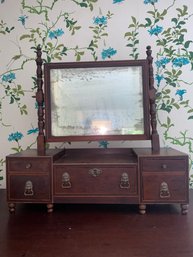 Antique Traveling Dressing Box With Mirror