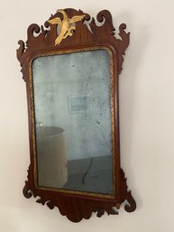 Wood Wall Mirror With Bird Accent