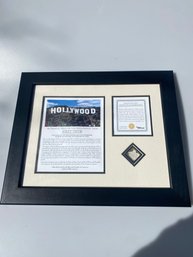 AUTHENTIC PIECE OF THE HOLLYWOOD SIGN, Framed & COA