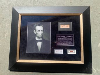 AUTHENTIC STRANDS OF ABRAHAM LINCOLN'S HAIR, & A PIECE OF THE FLAG WHICH HUNG FROM LINCOLNS FUNERAL TRAIN