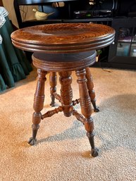 Antique Piano Stool With Bird Claw Foot