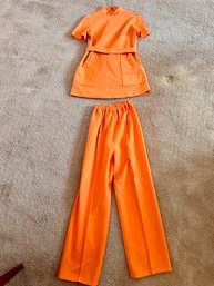 Vintage Orange Pants Suit Size 4-6
