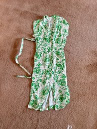 Vintage Green And White Dress. Small Size 4-6