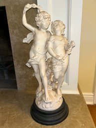 Large Auguste Moreau Carved Alabaster Statue