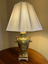 Painted Chinoiserie Style Lamp With Bird Motif