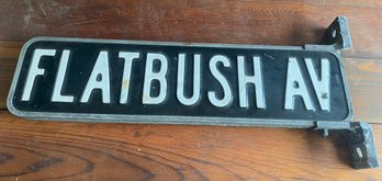 Antique Cast Iron Flatbush Ave Brooklyn Street Sign