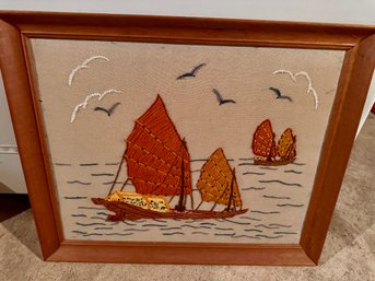 Cross Stitch Art.  Boats