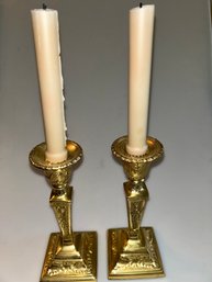 Pair Of Brass Candlestick Holders