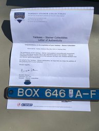 Yankee Stadium Blue Box 646 A-F Railing Plate With Steiner COA