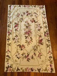 Vintage Needlepoint Area Rug, Floral Elegance